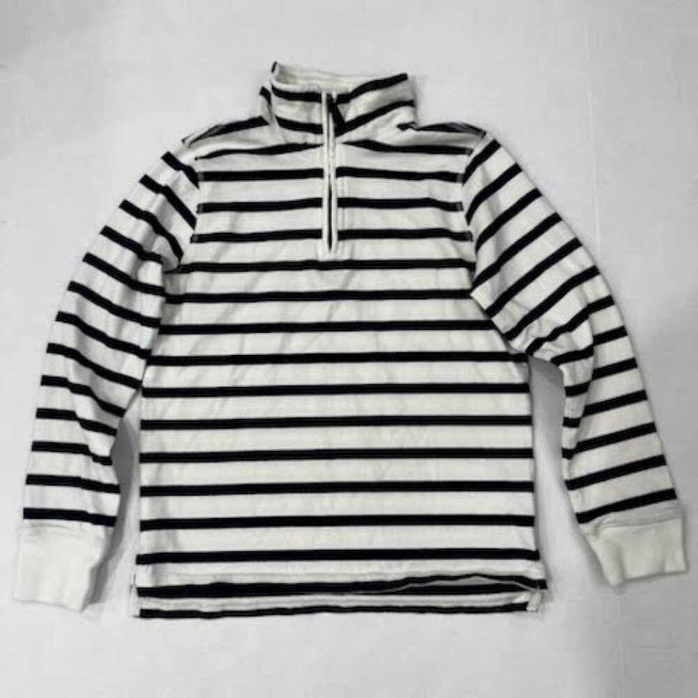 Crewcuts J. Crew Striped Quarter Zip Pull Over High Neck Shirt Kids Boys M